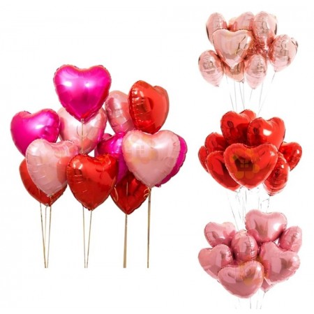 Renkli Helyum Kalp Balon 10 Lu