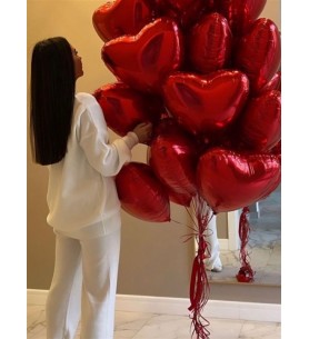 Kırmızı Helyum Kalp Balon 10 Lu