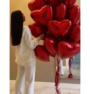 Kırmızı Helyum Kalp Balon 10 Lu