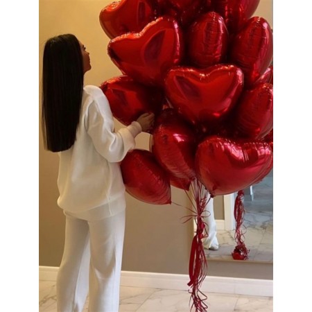 Kırmızı Helyum Kalp Balon 10 Lu